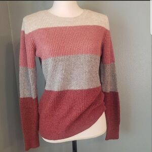 Christopher & Banks Colorblock Sweater - Pink, Gray, Cream